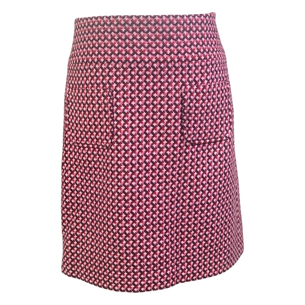 Ann Taylor LOFT Pink Burgundy Wool Blend Geometric Mini Skirt Preppy Size 6